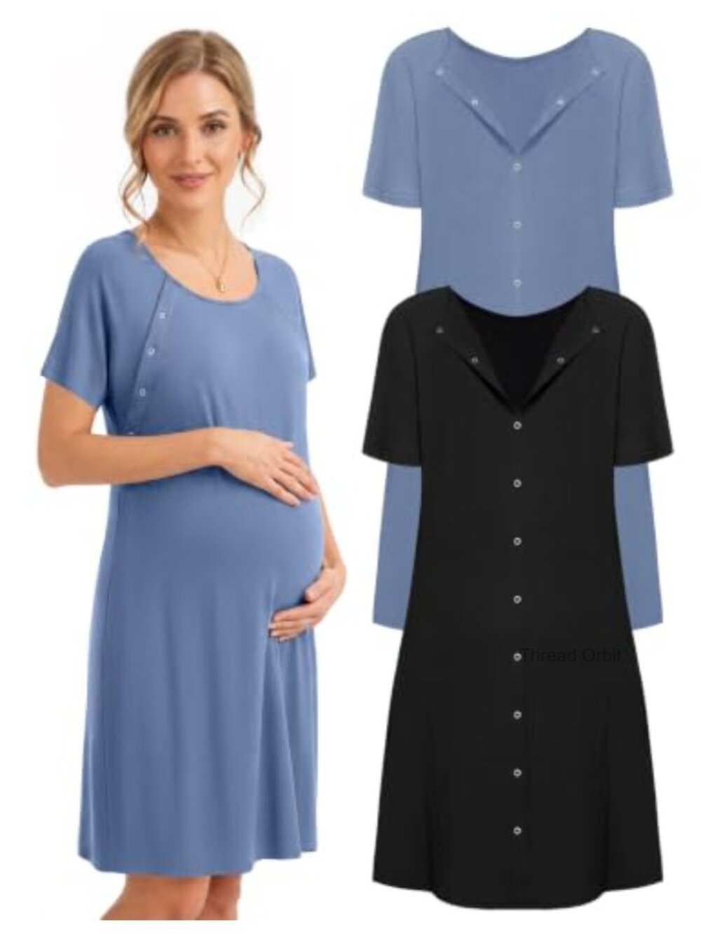 2 Pack Maternity Labor Delivery Nursing Nightgown 3 in 1 Sleepshirt